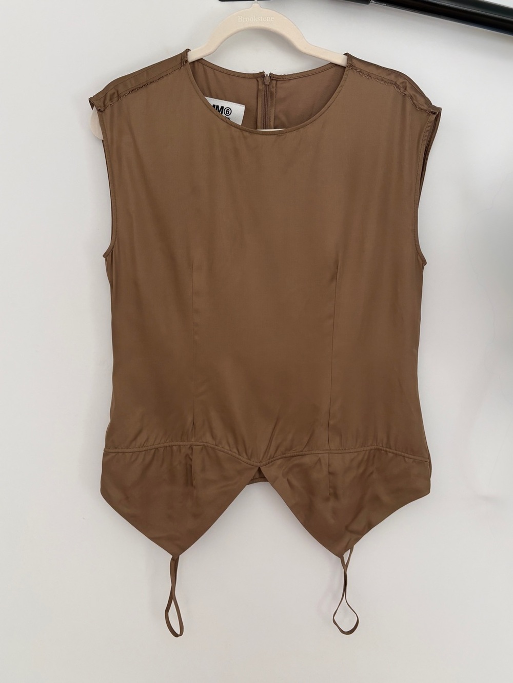 Maison Martin Margiela Brown Satin Sleeveless Tie-Hem Camisole